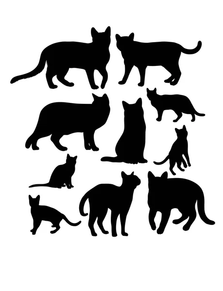 Conjunto de siluetas de gato — Vector de stock