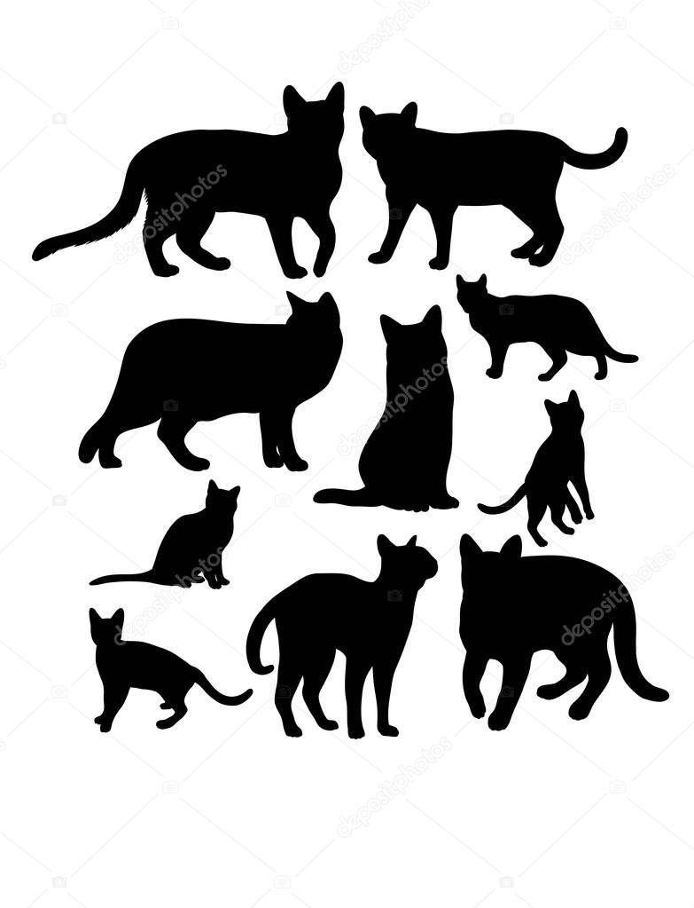 Cat Silhouettes Set, art vector design