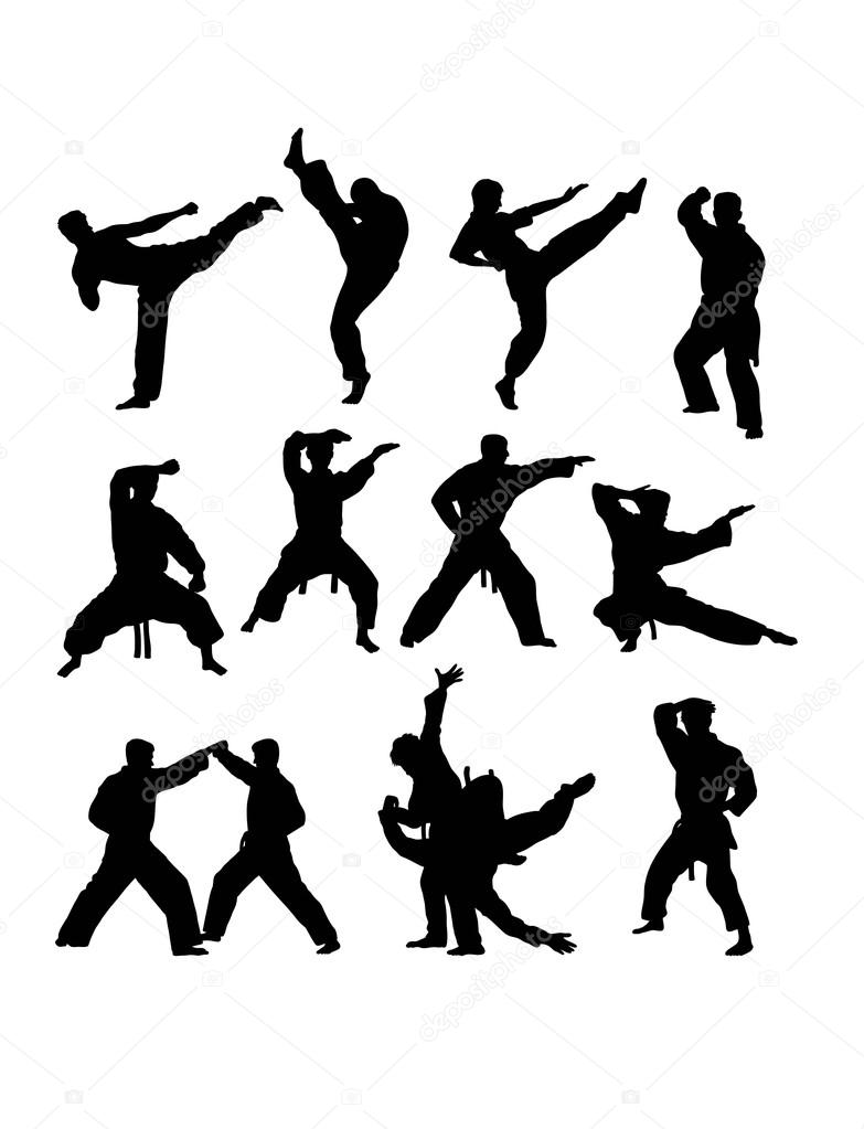 Kyokushin Karate Silhouettes Set, art vector design