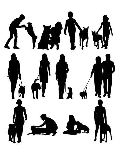 People with Dog — Stock Vector
