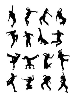 Hip Hop Modern dansçılar Silhouettes 