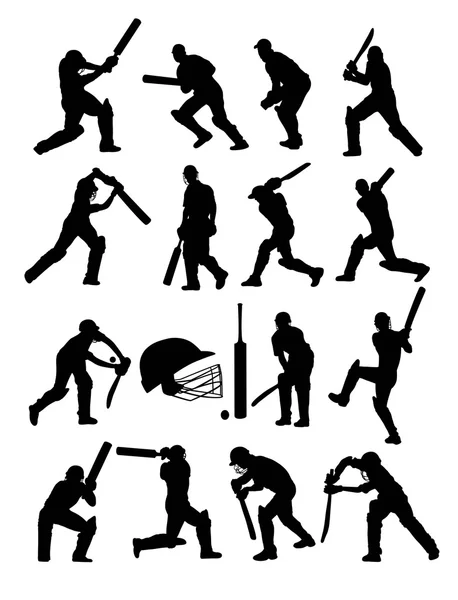 板球运动员剪影 — 图库矢量图片