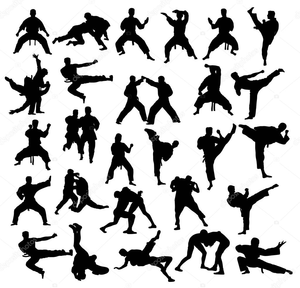 Karate Martial Arts Sport Silhouettes, art vector design