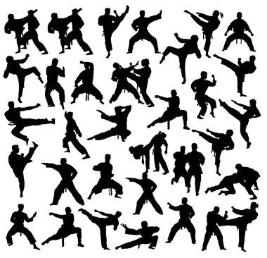 School of Karate Silhouettes clipart