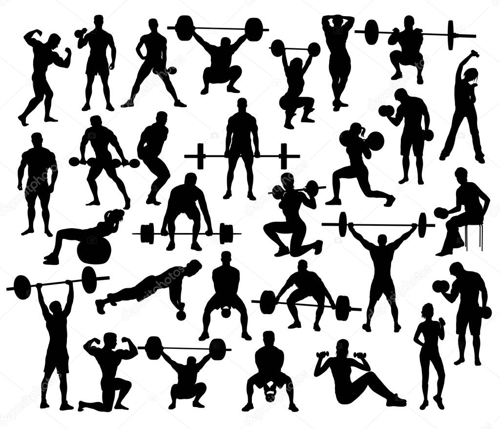 Sport Silhouette of weightlifting and Bodybuilding
