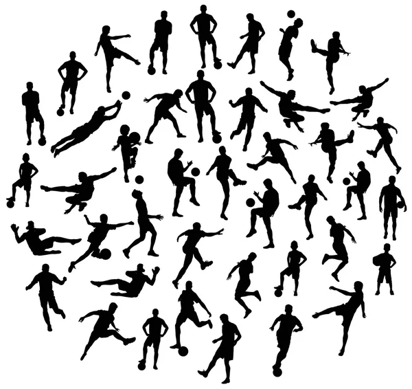 Silhouettes de joueur de football — Image vectorielle