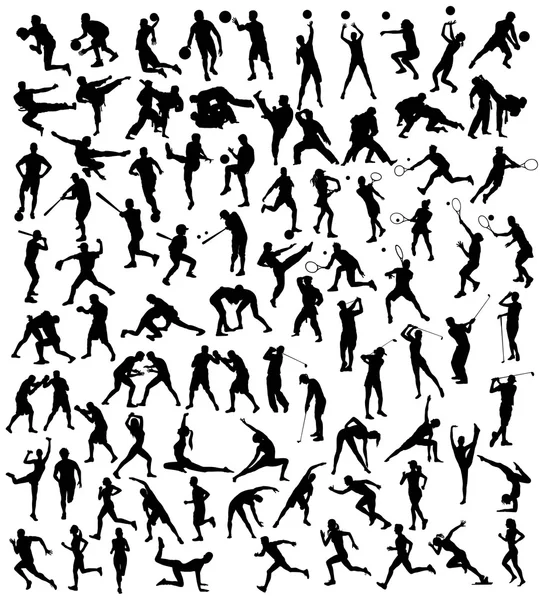 Diverses activités sportives Silhouette — Image vectorielle