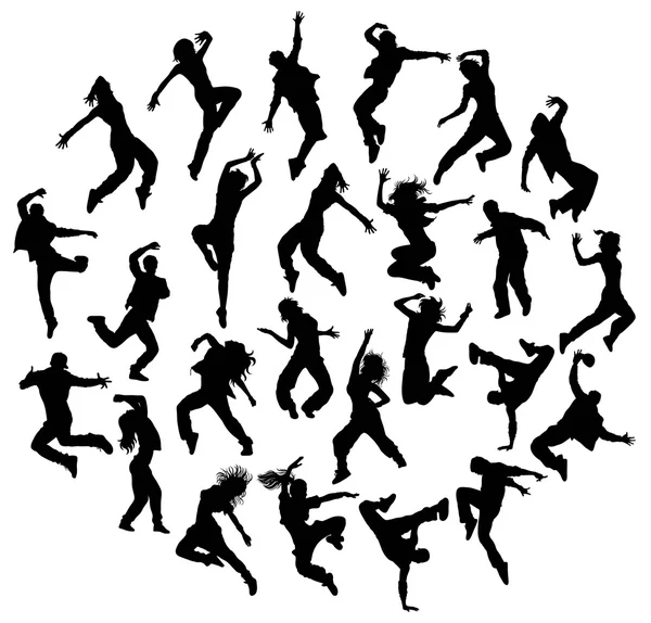 Silhouetten moderner Tanz — Stockvektor