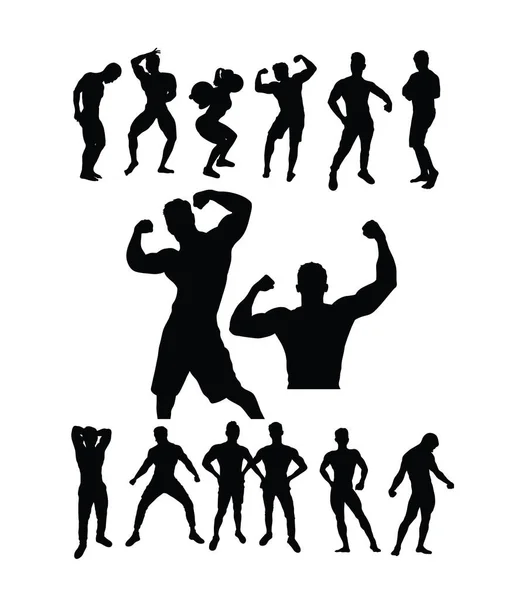 Bodybuilding Sport Activiteit Silhouetten Kunst Vector Ontwerp — Stockvector