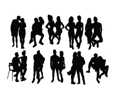 Happy People Activity Silhouettes, art vector design clipart
