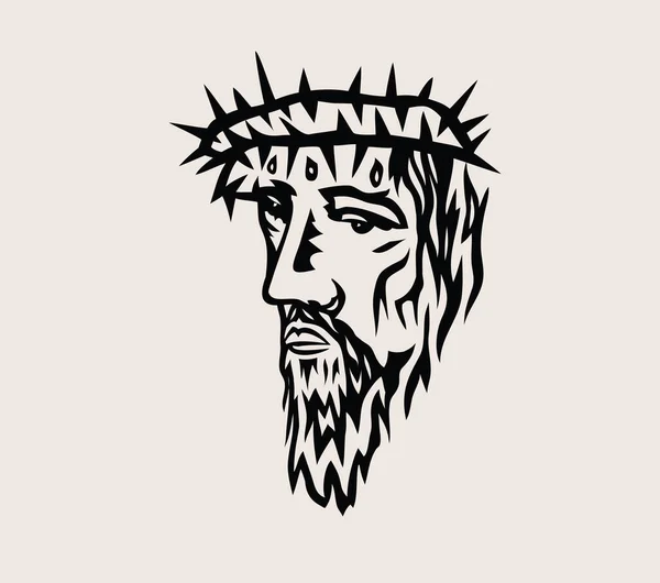 Рисунок Лица Господа Иисуса Векторный Дизайн — стоковый вектор