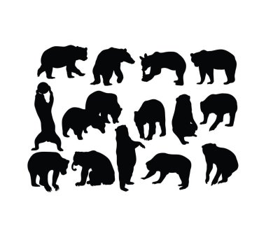 Bear Set Siluetleri, sanat vektör tasarımı