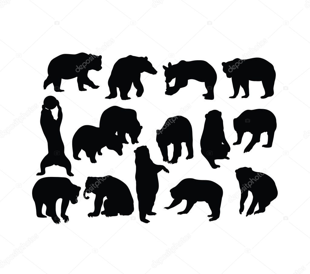 Bear Set Silhouettes, art vector design