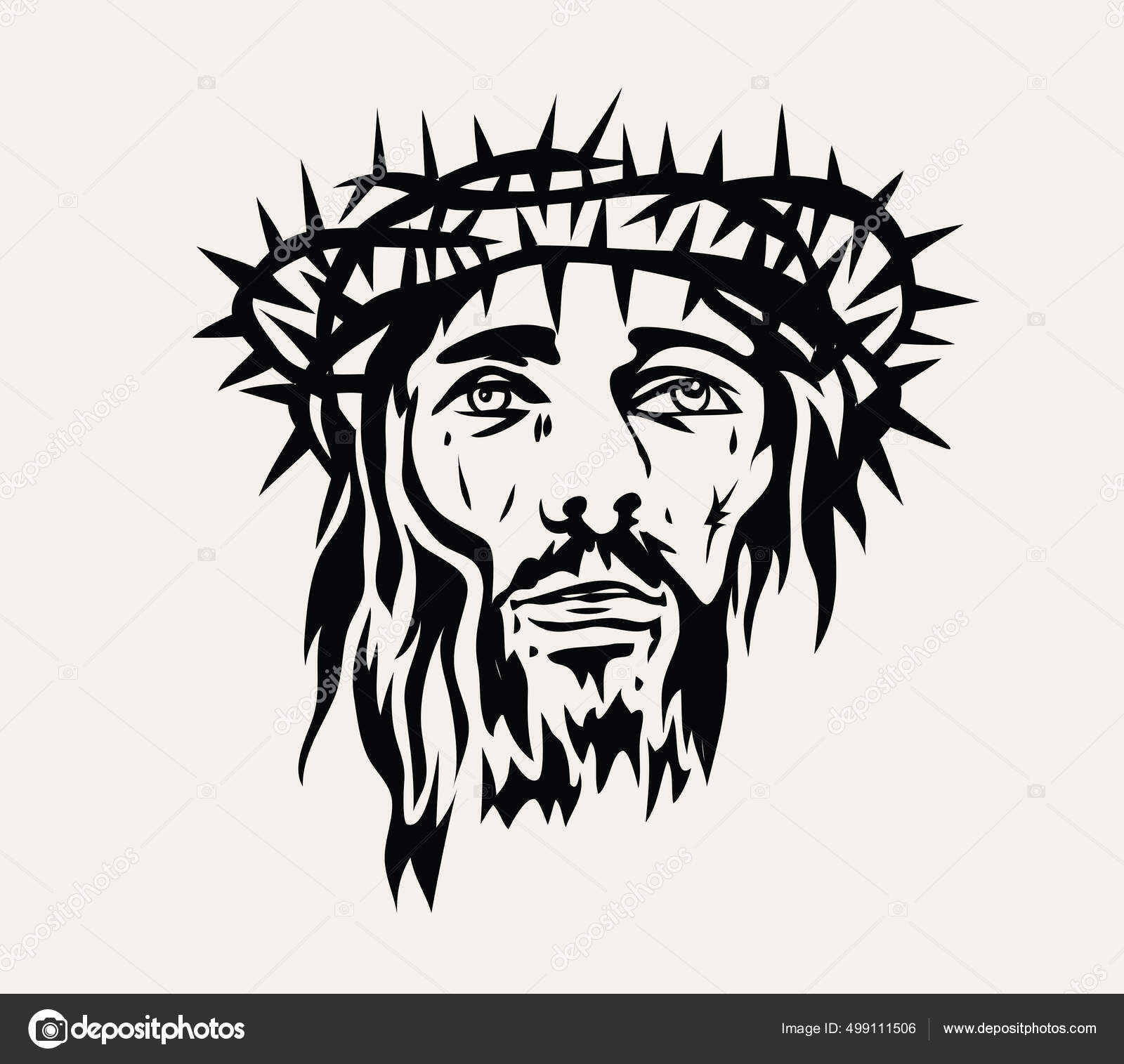 Face Lord Jesus Sketch Drawing Art Vector Design Stock Vector Image by ...