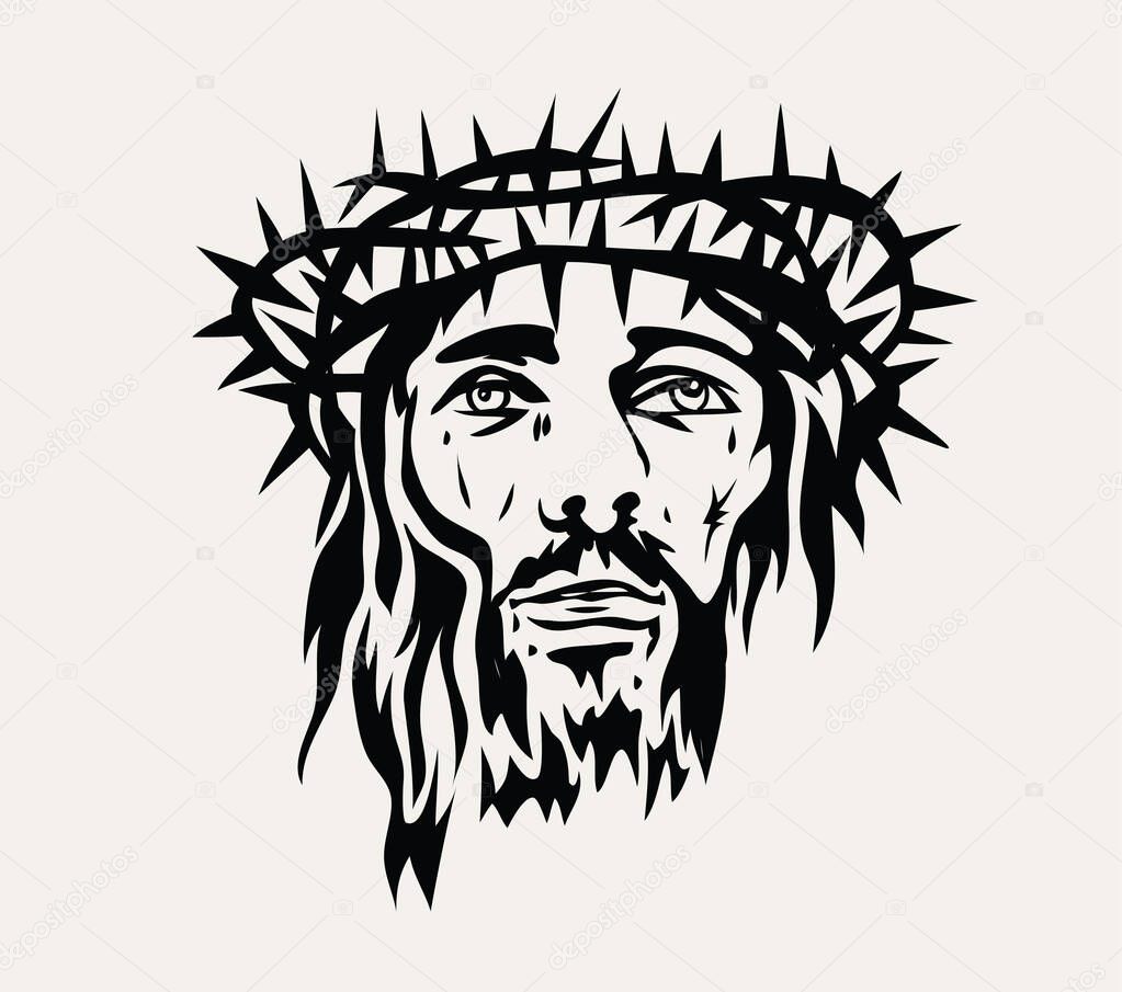 The face of the Lord Jesus Sketch drawing, art vector design