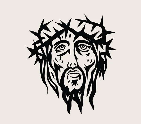 Das Gesicht Des Herrn Jesus Skizzenzeichnung Art Vektor Design — Stockvektor