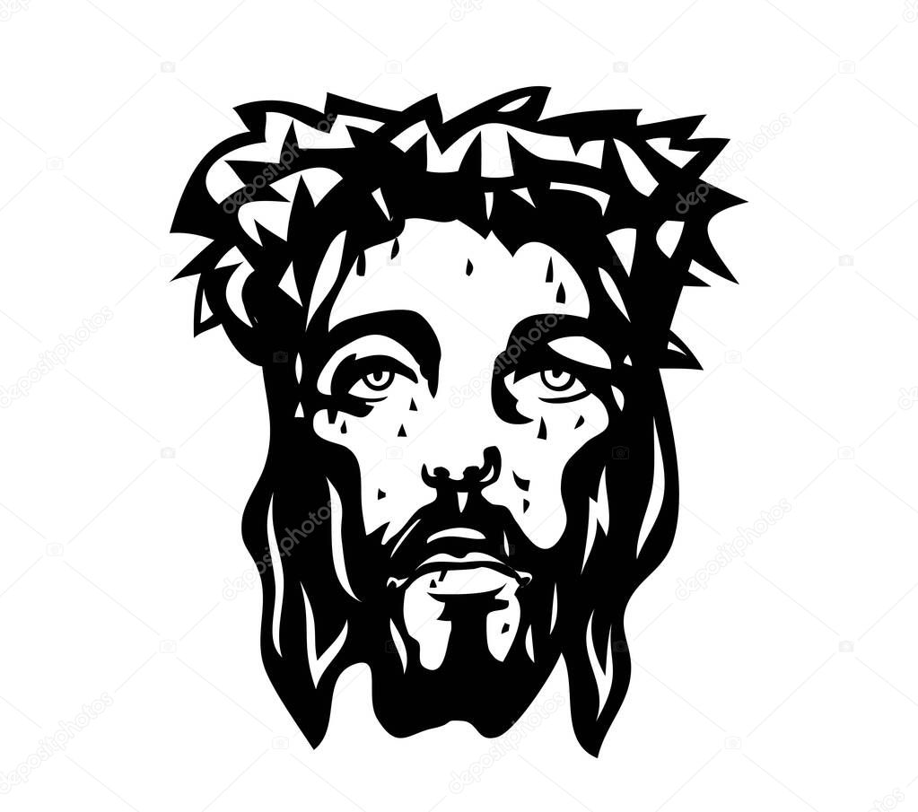 The face of the Lord Jesus Sketch drawing, art vector design
