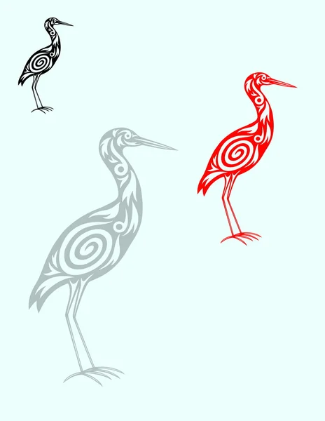 Reiger, zilverreiger ornament — Stockvector