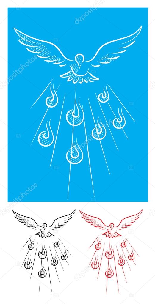 Holy spirit sketch drawing, art vector illustration