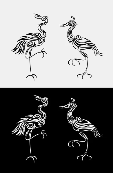 Heron set ornament — Stock Vector