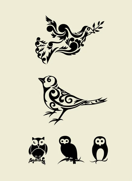 Ensemble d'oiseaux décor — Image vectorielle