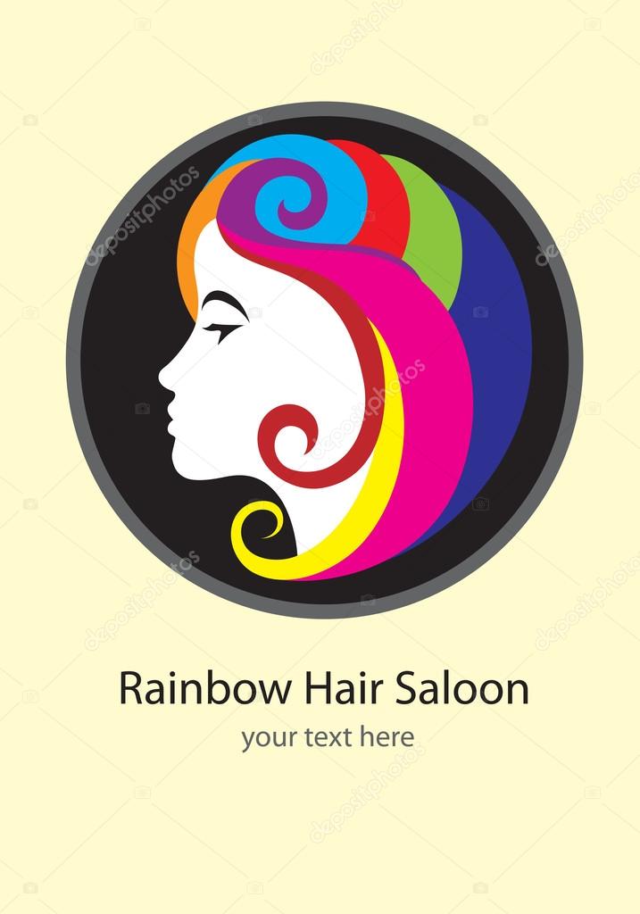 Rainbow hair saloon, art logo design