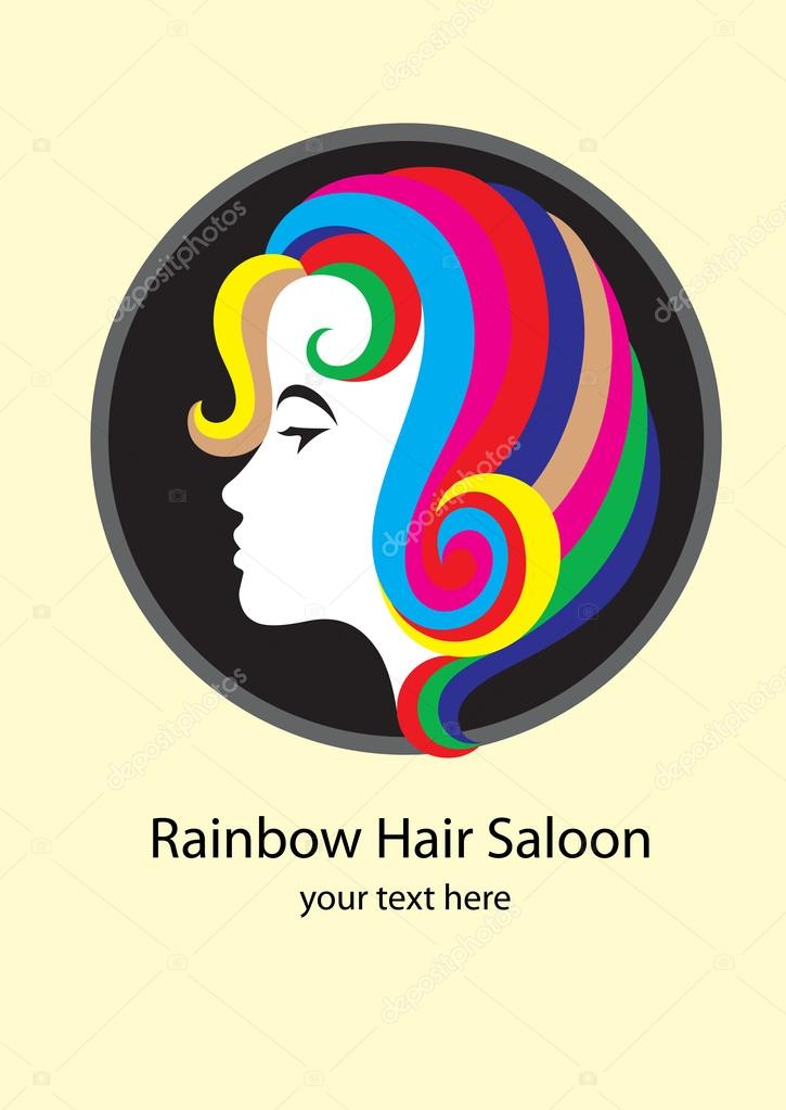 Rainbow hair saloon, art logo design
