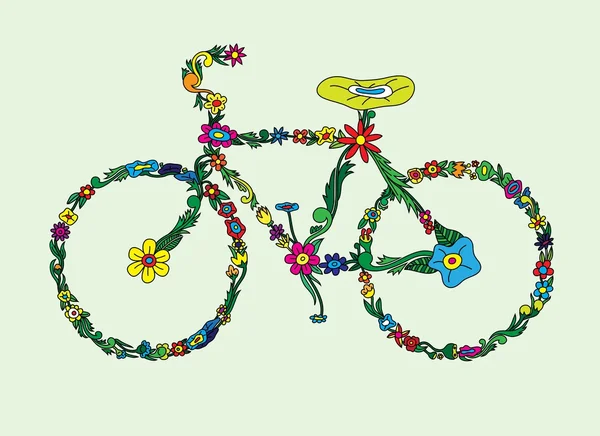 Ilustracja kwiat kwiatowy rower — Wektor stockowy