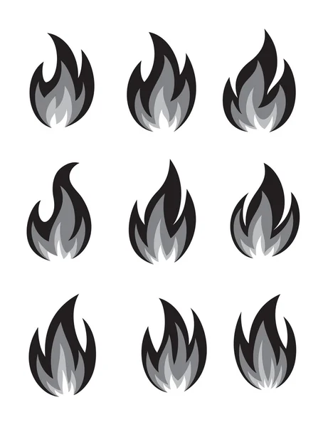 Conjunto de icono de fuego — Vector de stock