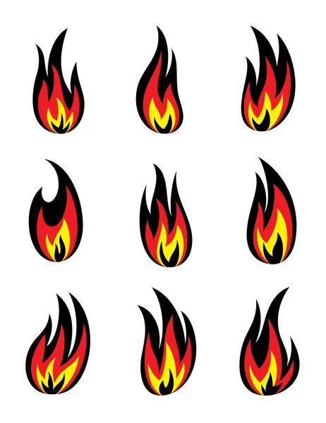 Conjunto de icono de fuego — Archivo Imágenes Vectoriales