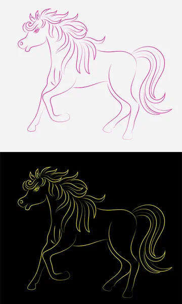 Beauty pink horse outline — Stock Vector