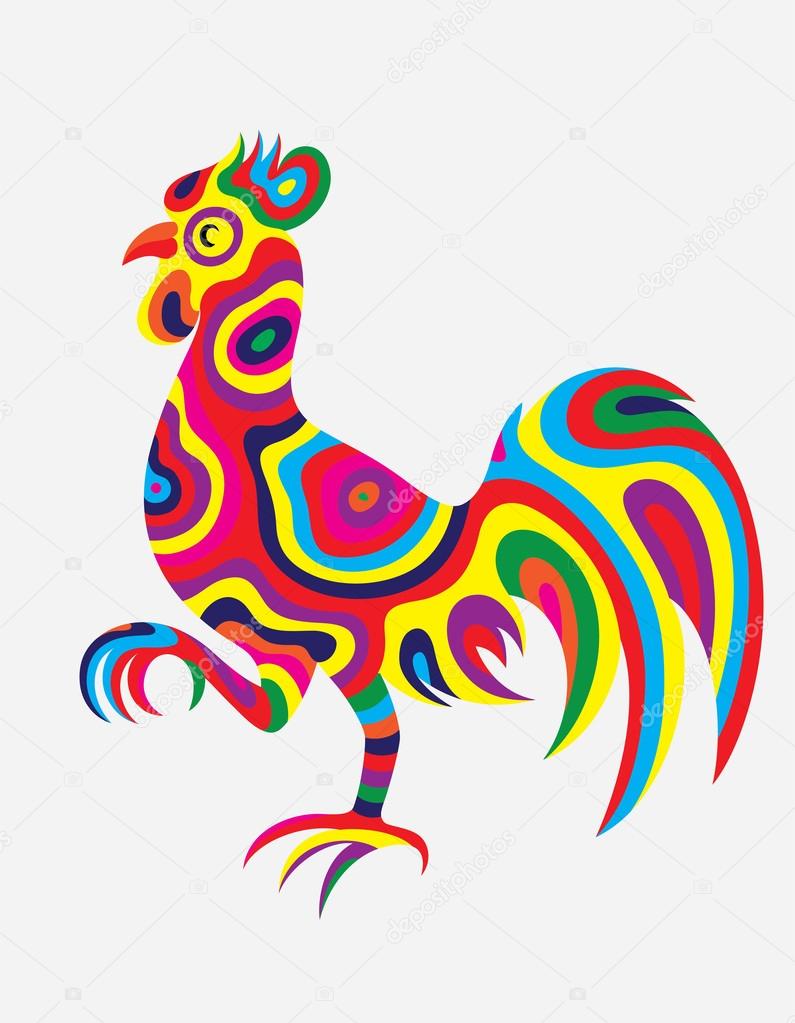 Rooster abstract colorfully
