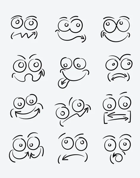 Emotion cartoon face set — Stock Vector