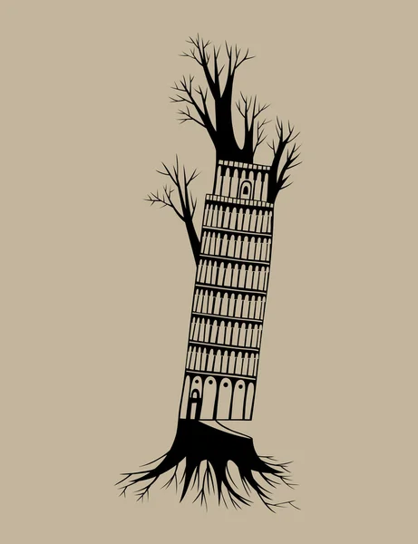 Pisa pohon - Stok Vektor