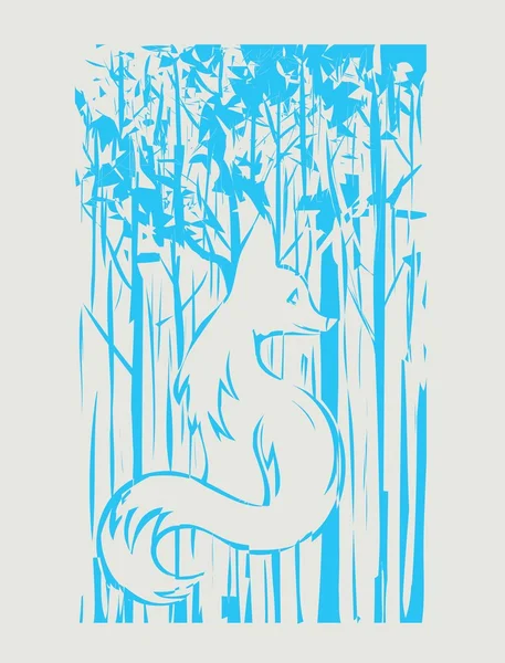 Fox with tree background — Stock Vector