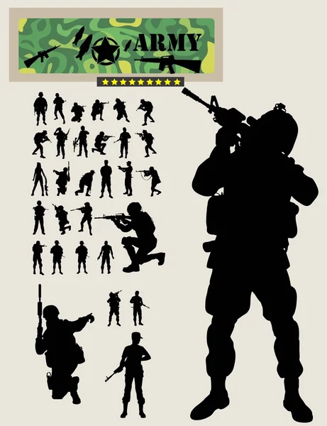 Silhouettes de soldat — Image vectorielle