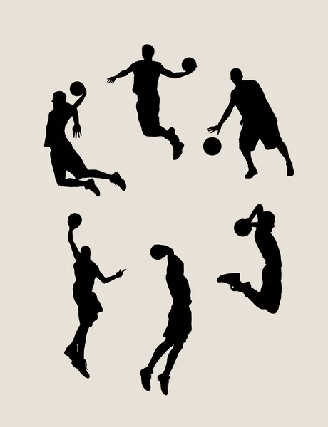 Basketbol silhouettes — Stok Vektör