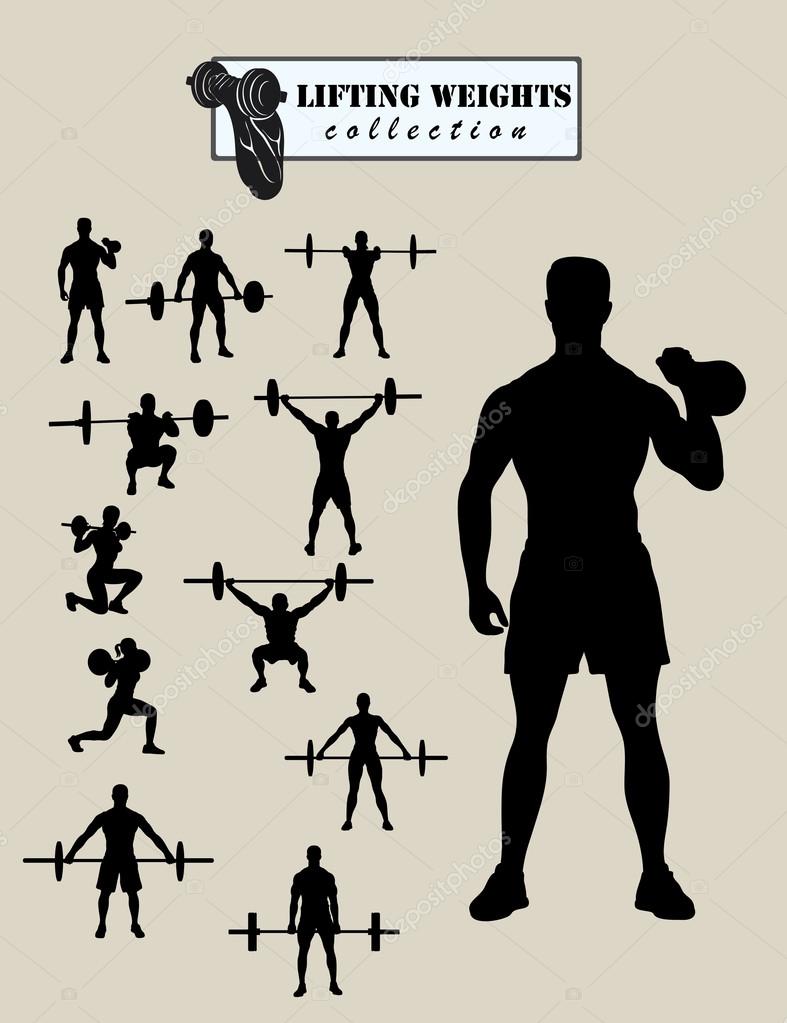 Weightlifter Silhouettes, art vector design