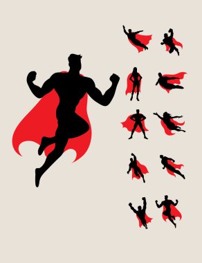 Superhero Character Silhouettes clipart