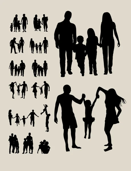 Silhouettes familiales heureuses — Image vectorielle
