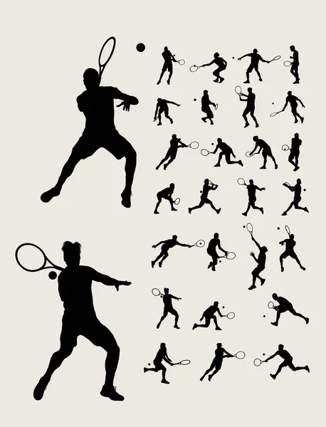 Man Tennis silhouet Collection — Stockvector