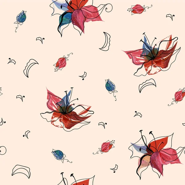 Motif abstrait de fleurs aquarelle sans couture — Image vectorielle