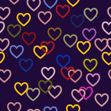 Kalpler ile Dikişsiz Renkli Desen. Sevgililer Günü veya Wed