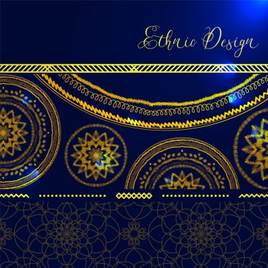 Vurgular ile Altın mandalas. Vektör arka planı. Etnik desig