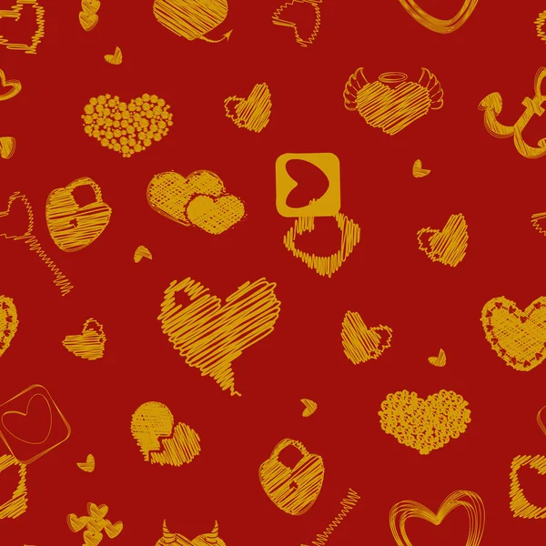 Seamless  Pattern with Hearts. St. Valentine's Day or Weddings D — Stock Vector