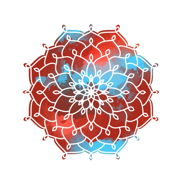 Mandala nad barevný akvarel místo. Vintage kulatý Ornament P — Stockový vektor