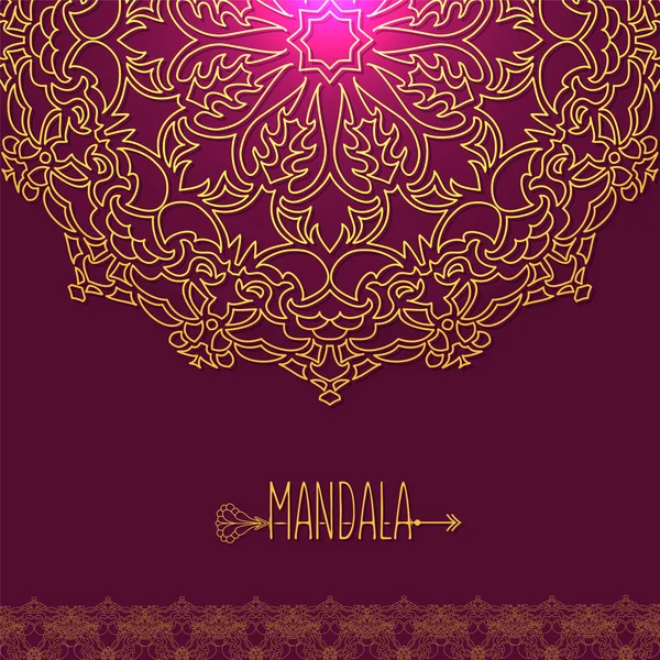 Carte vectorielle avec mandala lumineux. Fond vectoriel. Décoration ethnique — Image vectorielle