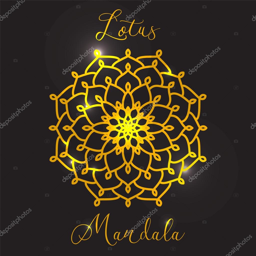 Vector Beautiful Flower Lotus. Golden mandala. Geometric circle element made in vector. Boho style. Islamic, Arabic, Indian, Ottoman Motifs, Kaleidoscope, Medallion, Yoga, Meditation. Decorative elements for any kind of design.