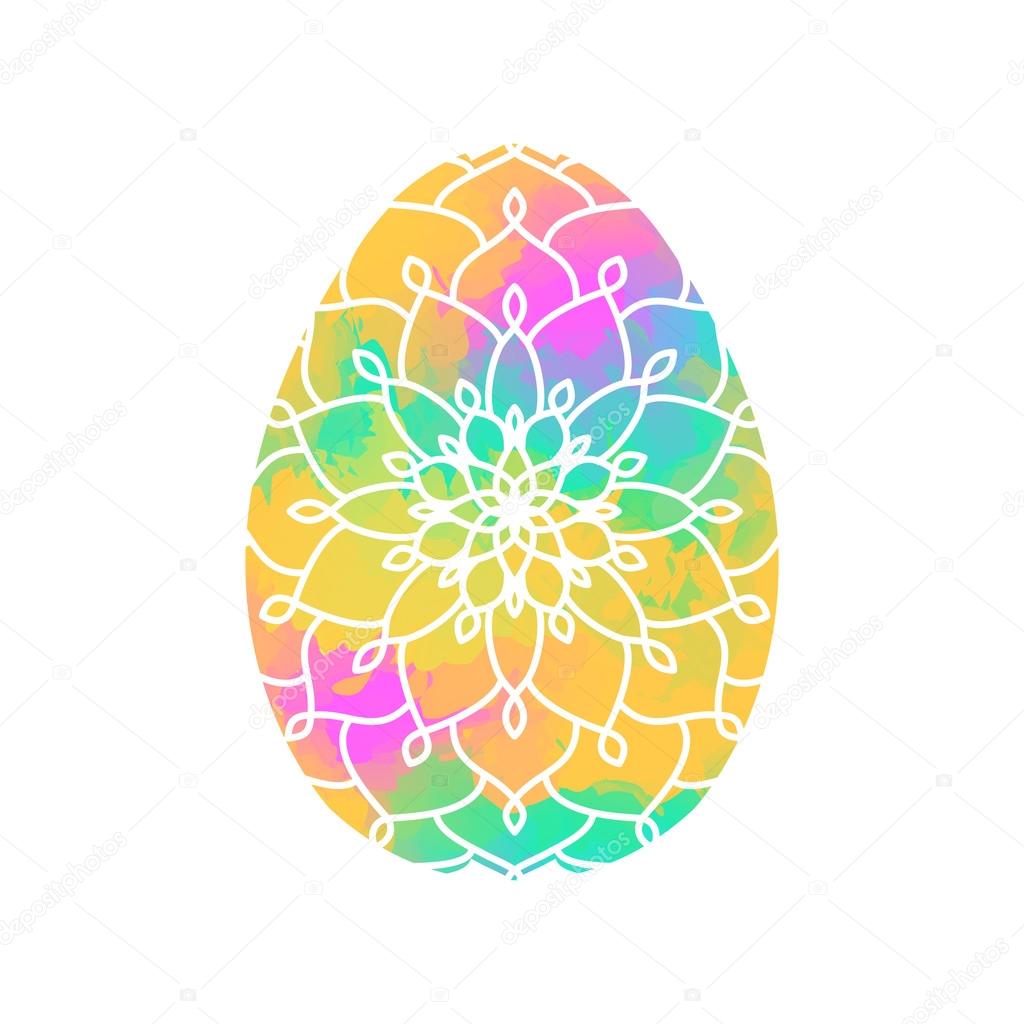 Download Colorful Easter egg with Mandala pattern on Watercolor ...