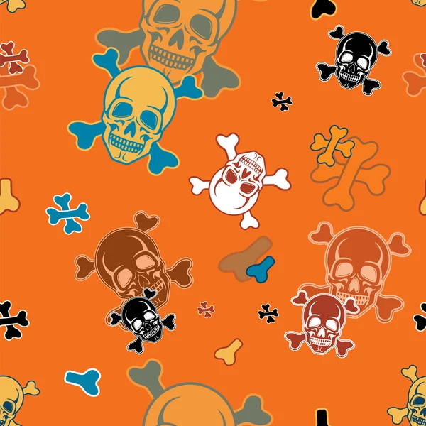 Halloween seamless pattern with skulls and crossbones — Stock Vector